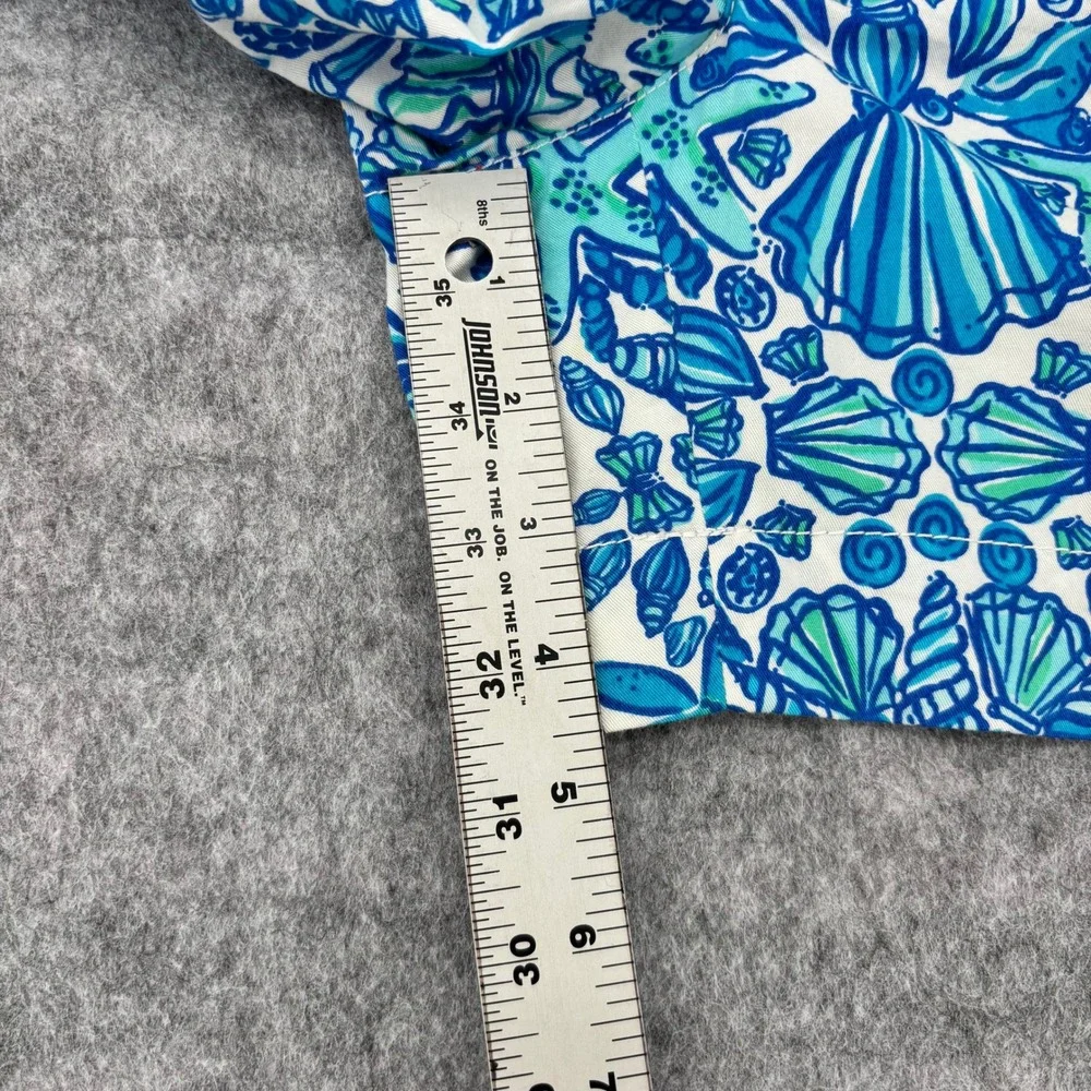 Lilly Pulitzer Callahan Shorts Blue Green Seashell Starfish Nautical Print SZ 0